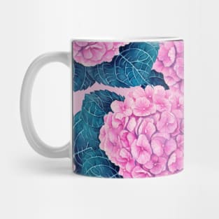 Hydrangea watercolor pattern, pink and blue Mug